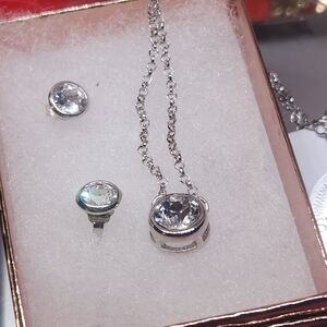 Swarovski Silver Necklace Set with Clear Crystals